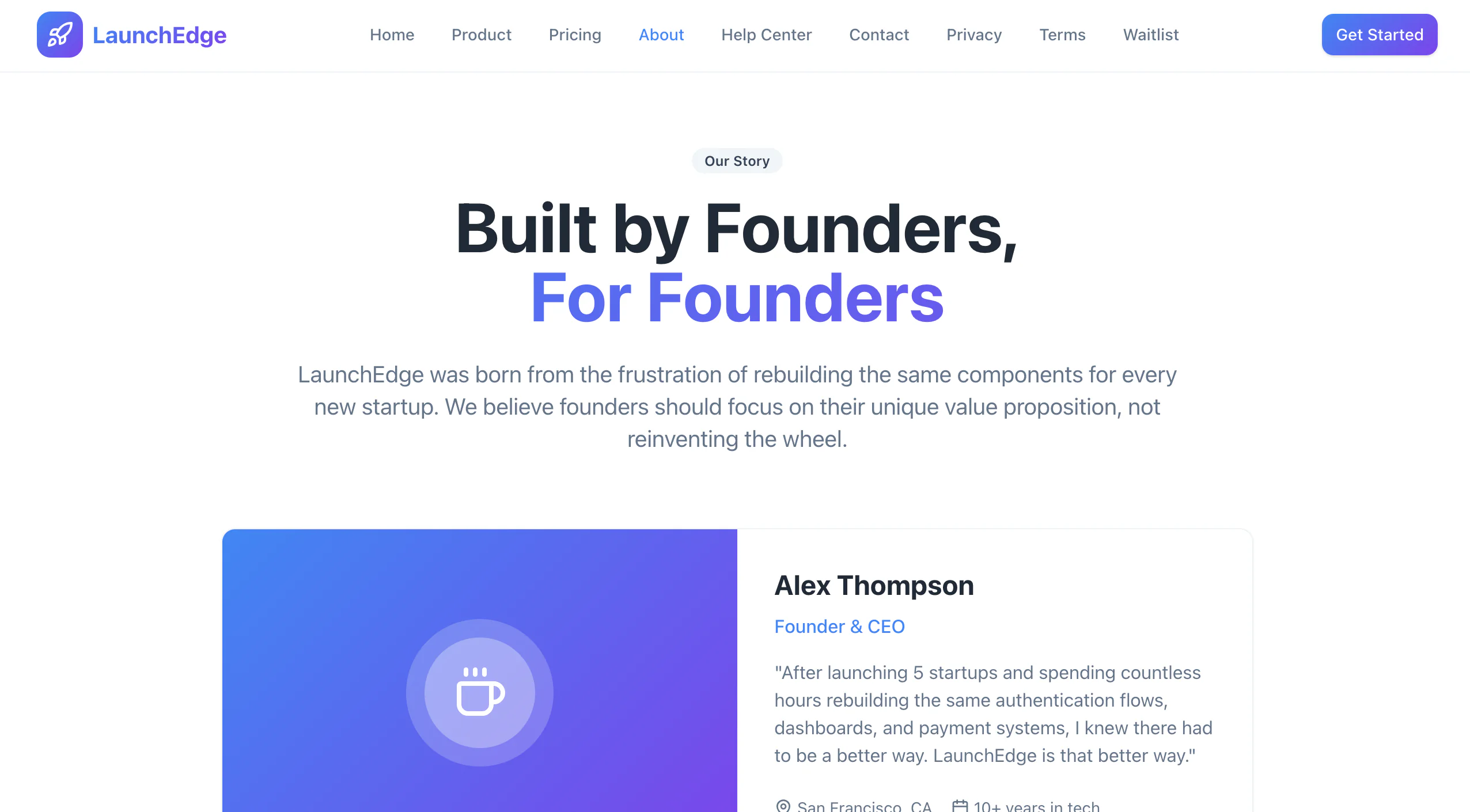 LaunchEdge – Startup Landing Page